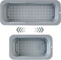 YUNKWONG Extendable Sink Colander Strainer Basket - Wash Vegetables and Fruits, Drain Cooked Pasta and Dry Dishes - Adjustable Over the Sink Colander Collapsible Drainer Basket -Gray