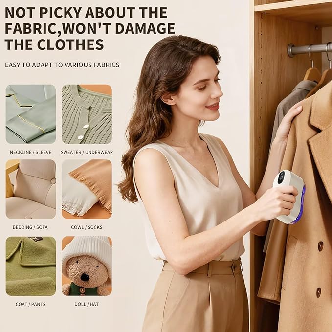 Professional Fabric Shaver, Electric lint Remover Suitable for Sweaters, Coats, Sofas, etc. Type-C Rechargeable, Equipped with 6 Stainless Steel Blades, Safe and Harmless for fine Fabrics.001.