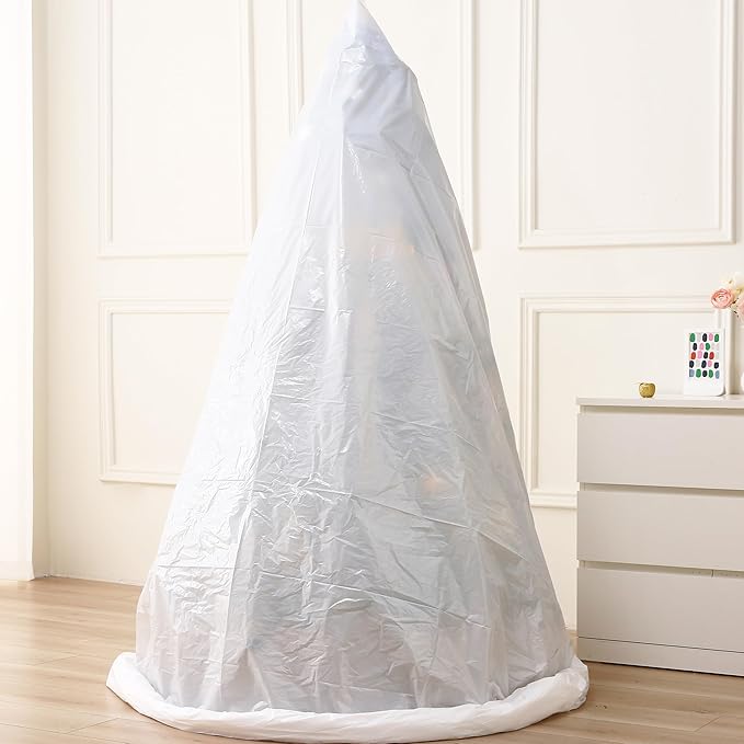 Jumbo Christmas Tree Removal Bag, White Extra Large 6ft Width x 9ft Tall Christmas Tree Disposal Bag Waterproof for Upright Storage