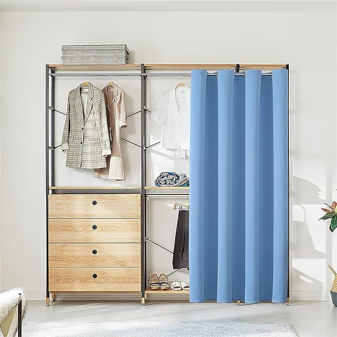 ChrisDowa Blackout Door Curtains for Doorway Privacy, Grommet Closet Curtains for Bedroom Closet Door, Thermal Insulated Temporary Doorway Cover Room Divider Drapes (1 Panel, Sky Blue, 34 x 80 Inch)