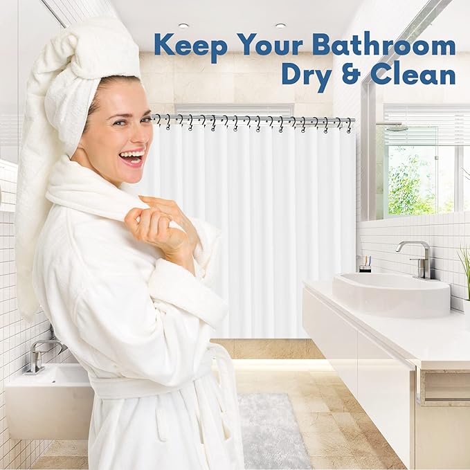 Premium Shower Curtain Liner, 72"W X 72''H - PVC-Free, 6G PEVA Shower Curtain with 12 Rust Proof Grommets And Magnet-weighted Bottom Hem - Moisture Stain Proof Shower Curtain Liner - White