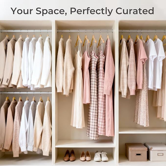 HOUSE DAY Premium Wooden Coat Hangers 30 Pack, Heavy Duty Solid Wood Clothes Hangers with 360° Swivel Hook & Pant Bar for Jackets, Dress, Shirts, Natural Wood Suit Hanger for Closet Organizer