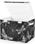 senya Halloween Baskets Collapsible Storage Bins with Lids, Spider Webs Dragonflies Storage Boxes Clothes Baskets for Organizing, B06D22020