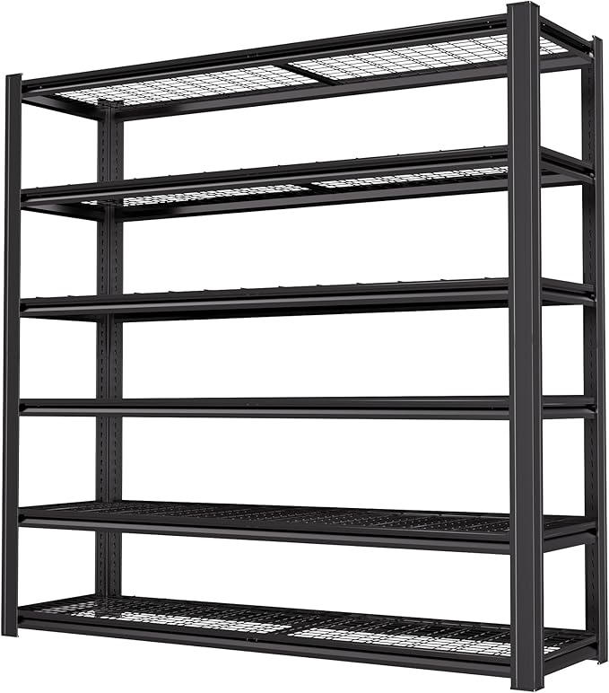 LI JIU HOME 6T 62" W x 24" D x 84" H Garage Shelving Heavy Duty Metal Shelving 4200LBS Storage Shelves Adjustable Metal Shelves for Storage Industrial Garage Shelves for Warehouse Basement