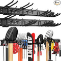 ZICANYCO Garage Tool Organizer Wall Mount 96 inches with 18 Adjustable Heavy-Duty Hooks, Garage Organization, Garden Tool Storage Rack, Yard, and Shed, Holds Up to 750 lbs