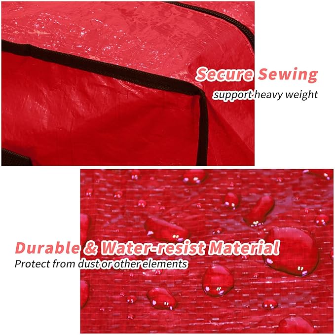 Christmas Tree Storage Bag 7.5 ft, Fits Up to 7 Foot Artificial Trees, Plastic Water Resist Xmas Tree Bag, Reinforced Handles & Zippered & Durable, Holiday Decoration Storage Bags, Red