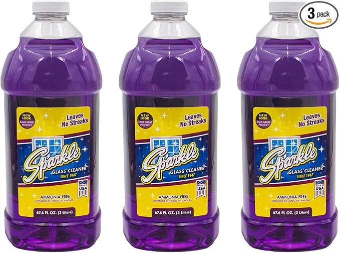Sparkle Glass Cleaner, Original Purple, 67.6oz Refill Bottle, 67.6 OZ