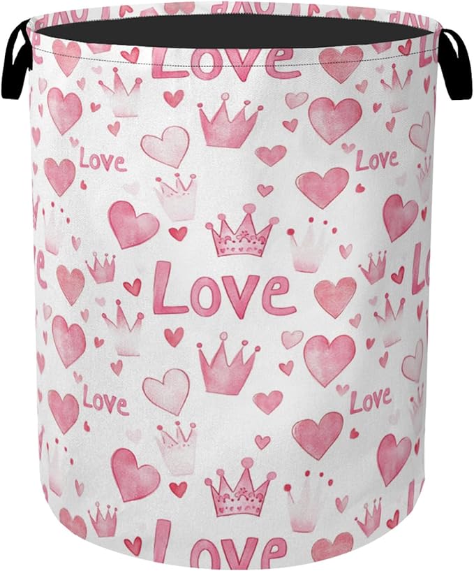 Pink Lovers Laundry Basket - Heavy Duty 60L Dirty Clothes Organizer, Water Resistant Foldable Hamper for Men Women