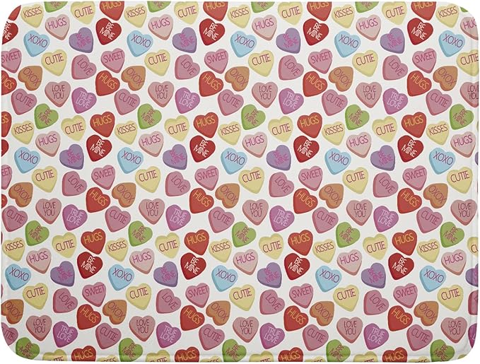 Valentine’s Day Dish Drying Mat for Kitchen Counter 24x18 Inch Colorful Love Drying Mat with Absorbent Reversible Microfiber Holiday Dish Drainer Mats Rack Pad for Coffee Countertop Protector