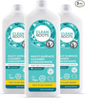 CLEAN ROOTS Multi-Surface Cleaner Concentrate – EcoGarantie Certified, 100% Plant-Based Formula, Made with Organic Ingredients, Scent-Free & Hypoallergenic – 25.3 fl oz (750 mL), Pack of 3