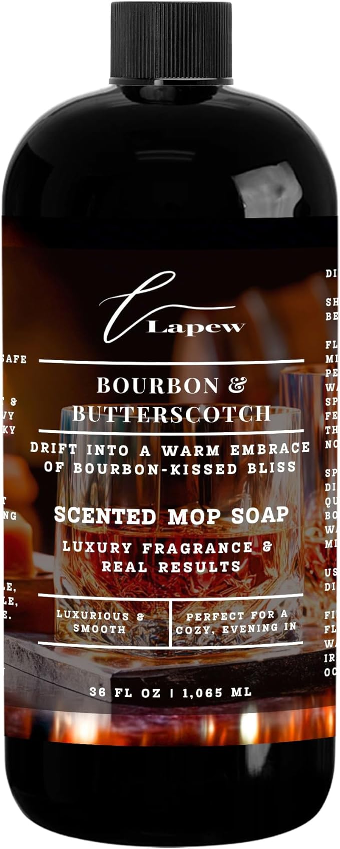 Lapew Bourbon & Butterscotch Scented Mop Soap Concentrate 36 oz | Premium Fragranced Floor Cleaner | Streak-Free | Hard Floor Cleaning Solution | Eco Friendly | Made in USA