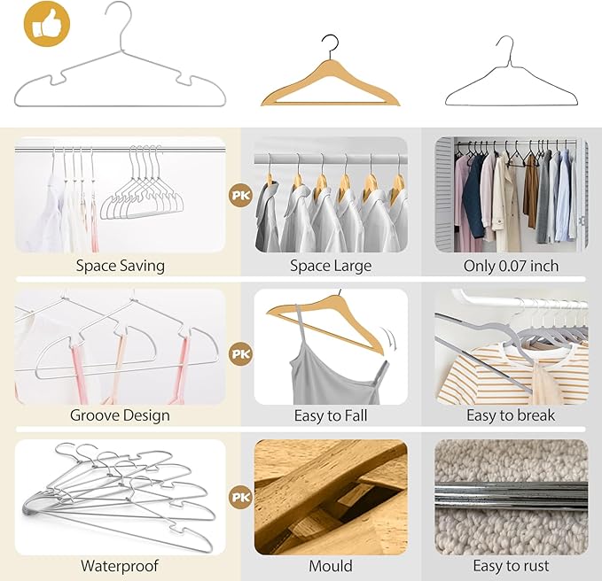 VWV 20-Pack Silver Aluminum Hangers, 16.5-inch Smooth and Durable Metal Shirt Hangers, Lightweight and Sturdy Metal Hangers, Suit Hangers, Dress Hangers, Wedding Gown Hangers.