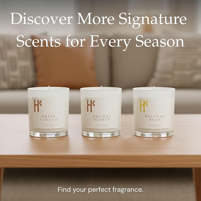 Holiday Hearth Single Wick Soy Candles, Luxury Scented Candles for Home - Up to 60 Hour Burn Time, Cruelty-Free Soy Wax Blend - Frosted Sugar Plum & Cinnamon Fragrance (9 oz)