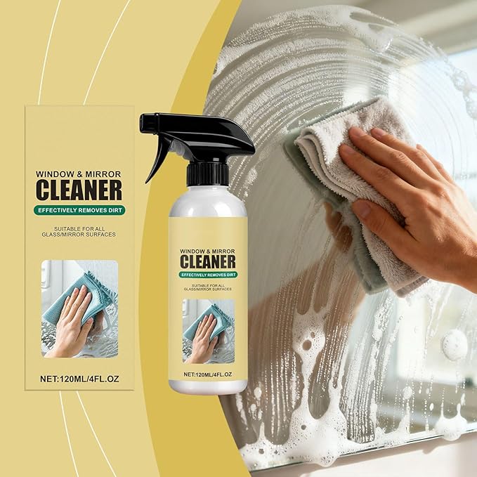 Window And Mirror Cleaning Spray, Quick Drying, 120ml, Glass Cleaner, Vehicle Windshield Cleaner, Multi-S-urface Use, For Car Owners Office Home Glass Table Storefront Shower Door