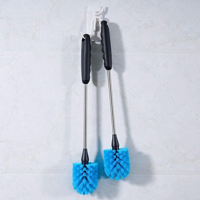 MOSOLAN Stainless Steel Water Bottle Brush, Long Handle Scrubbing Brush, Built for Cleaning Sports Bottles, Baby Bottles, Cups, Coffee Mugs, Glasswares, Wine Decanters, Flask, 2 Pack, 13 in - 15 in