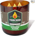 Torched Beer Scented Candles | Natural Soy Wax Candle | Pinewood Pilsner Scent 28 oz | Makes a Great Gift for Men, Beer Lovers, and Collectors | Bar Man-Cave Decor and Accessories