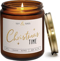 Christmas Candles Scented – ‘Christmas Time’ Soy Christmas Candle, w/Apple, Cinnamon, Clove - Infused with Essential Oils I Holiday Candles I 9oz, 50Hr, Made in USA