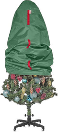 Upright Christmas Tree Storage Bag - Fits 7 Ft Artificial Xmas & Topiary Tree, Vertical Holiday Cover, Durable, Dustproof & Easy-Use Xmas Storage, Green