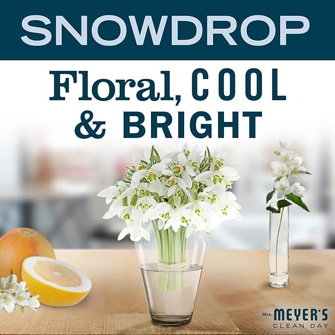 MRS. MEYER'S CLEAN DAY Room and Air Freshener Spray, Non-Aerosol Spray Bottle Infused with Essential Oils, Snowdrop, 8 fl. oz