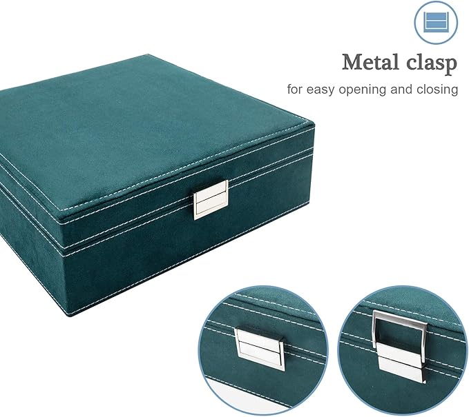 ProCase Velvet Jewelry Box Organizer for Women, 2 Layer Jewelry Display Storage Holder Case for Necklace Earrings Bracelets Rings -Green