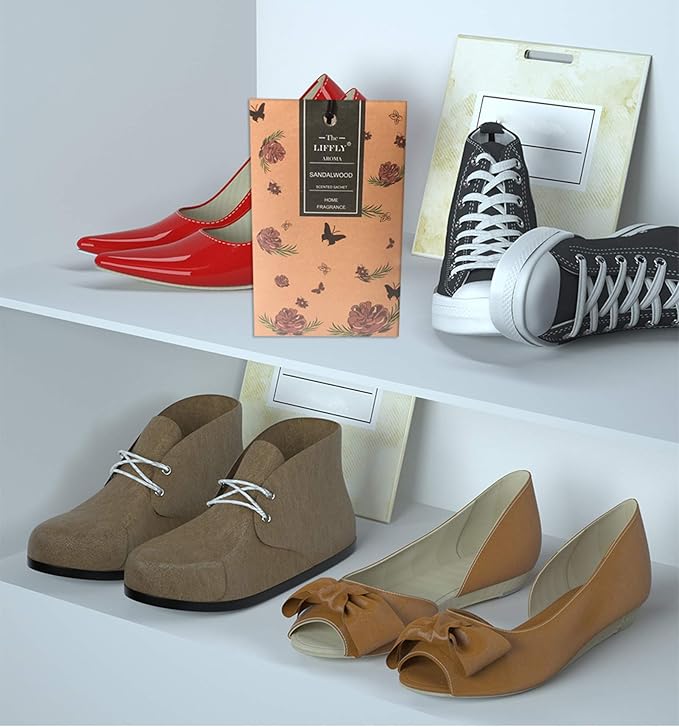 LIFFLY 14 Packs Sandalwood Scented Sachets for Drawers and Closets