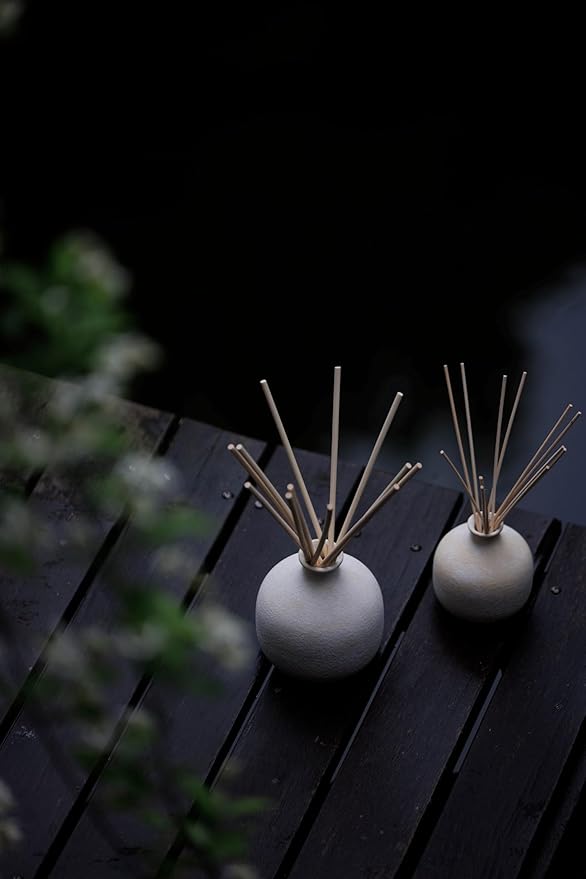 Blueme Spiritual Diffuser | Palo Santo & Vetiver | 16.91 Fl Oz - Refillable Wellness Diffuser, Contains Essential Oil, Sustainable, Hand Finished, Premium, Luxury Ceramic, Natural Rattan Reeds | Large