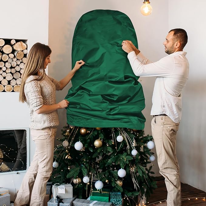 Upright Christmas Tree Storage Bag - Fits Topiary Trees Up to 6ft, Durable Lightweight Vertical Cover for Holiday Trees & Topiaries, Easy Xmas Storage (Green, 6FT)