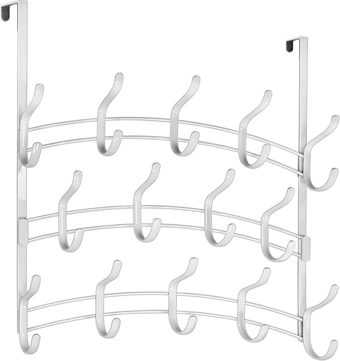 LYNK Professional® Home™ Over The Door Hooks - 28 Hook Over The Door Hanger - Over Door Coat Rack - Hanging Towels or Clothes - Bathroom, Bedroom or Laundry Room - Lifetime Ltd. Warranty – White