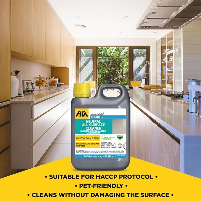 FILA Surface Care Solutions, CLEANER PRO, Neutral All Purpose Cleaner, Highly Concentrated - Up to 40 Washes, 1 QT