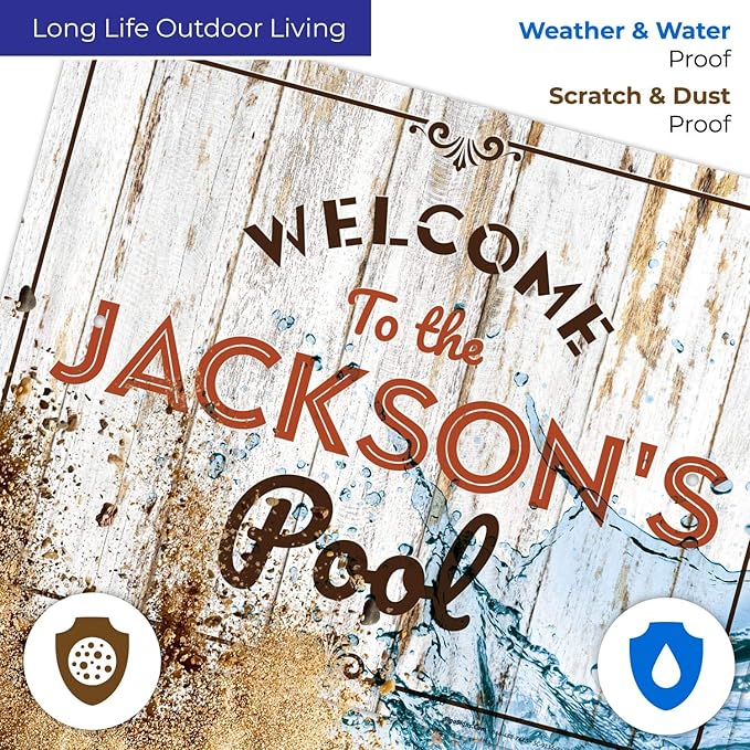 Custom Pool Sign, for Dad and Him Welcome to The Pool for Sign, 18x24 Inches, Rust Free .063 Aluminum, Fade Resistant, Made in USA by Sigo Signs
