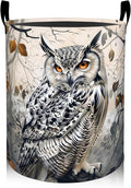 Majestic Owl Laundry Basket 19.7"x15.7", Collapsible Dirty Clothes Waterproof Forest Animal Laundry Hamper Organizer Toy Storage Bin for Dorm Nursery Bathroom Decor