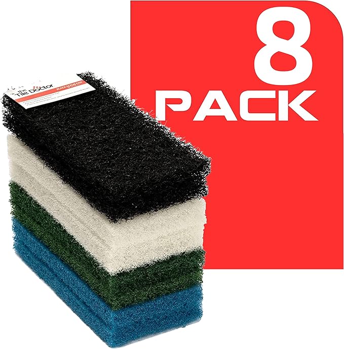 The Tile Doctor Multipurpose Scrub Pad Set - Ideal for Bathroom, Kitchen & Floor Cleaning - Non-Scratch Dish Sponge & Shower Scrubber - Perfect for Tile, Tub & Scotch Brite Pads - Multicolor