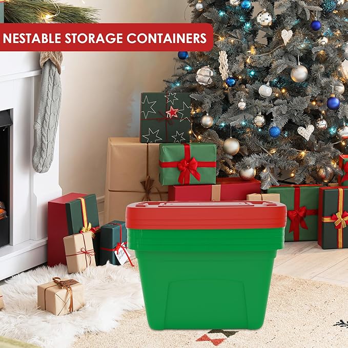 Storage Bins with Lids - Made in USA 18-Gallon (72-Quart) 2-Pack Storage Totes with Lids, Plastic Stackable Containers Large Storage Boxes for for Home and Office Organization Green/Black