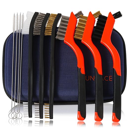 Small Wire Brush - 8 Pieces Brass/Stainless Steel/Nylon Brushes for Cleaning Rust Removal, Dirt, Paint Scrubbing Wire Brush Set Double-Ended Cleaning Pick