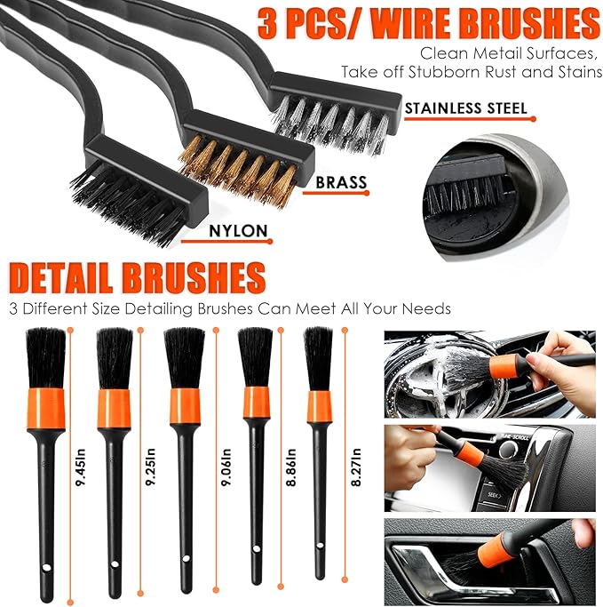 Viewsun 20PCS Car Cleaning Kit, Car Interior Detailing Kit with High Power Handheld Vacuum, Auto Detailing Drill Brush Set, Cleaning Gel, Complete Car Wash Kit Supplies for Deep Cleaning