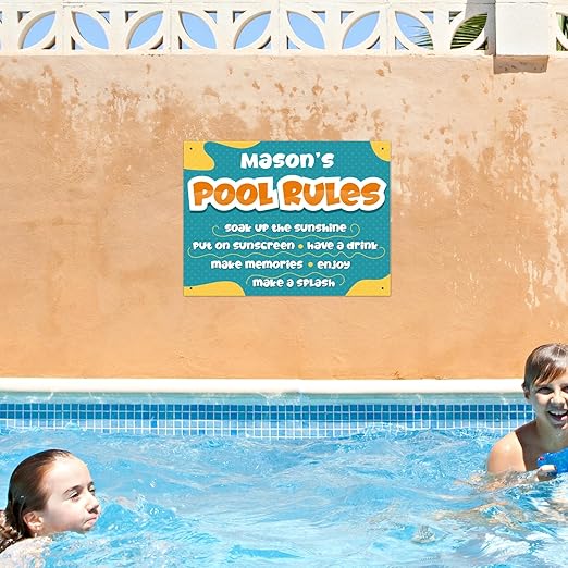 Custom Pool Sign, Pool Rules Soak Up The Sunshine for Pool Décor Sign, 18x24 Inches, Rust Free .063 Aluminum, Fade Resistant, Made in USA by Sigo Signs