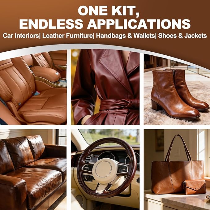 FAVIRZCE Leather Cleaner and Conditioner for Couch: Complete 2-Step Care Set for Car Interior Furniture Sofa Shoes Bags & Jackets - Restores Dry Cracked Faded & Scratched Leather