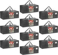 VENO 10 Pack Heavy Duty Moving Bags, Christmas Storage Bins with Lids, Transparent Window Design, Alternative to Moving Boxes, Storage Bags for Clothes, Blankets, Comforters, Pillows (Gray, 10 Pack)