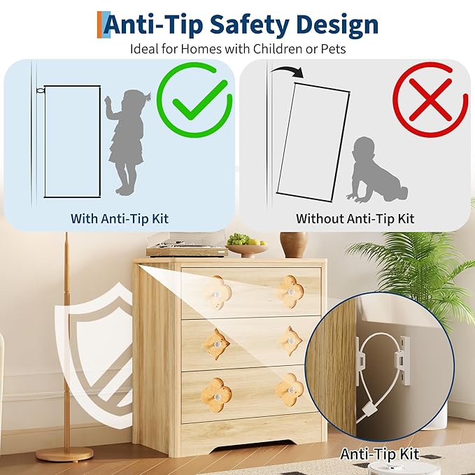 Garvee Dresser for Bedroom, Chest of Dressers 30.4" Tall Dresser for Closet with 3 Decorative Drawer Front Chest with Clothes Storage Cabinet, Drawer Organizer for Bedroom, Living Room, Closet