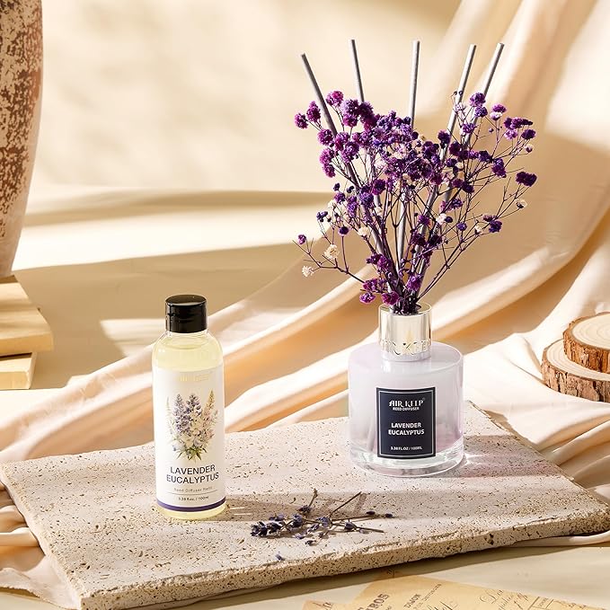 Airkeep Reed Diffuser Oil Refill/Lavender Eucalyptus/3.38 oz(100ml)/2 Pack/Scented Oil Refill for Reed Diffuser Home Fragrance for Bedroom, Bathroom Office Home Decor