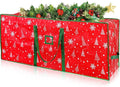 Christmas Tree Storage Bag,Plastic Waterproof Snowflake Christmas Tree Bag Large Storage Box Decoration Container Reinforced Handles Dual Zippers for 7.5ft Artificial Holiday Xmas Disassembled Trees
