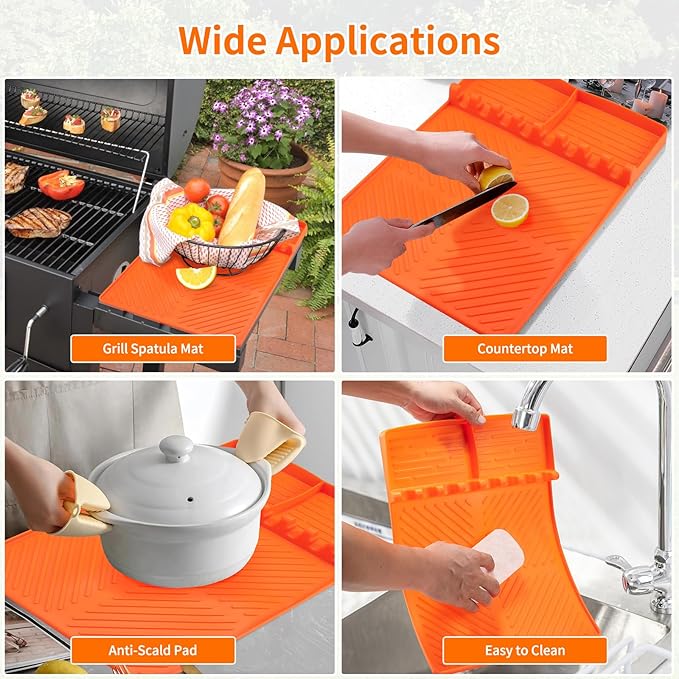 Griddle Cleaning Kit for Blackstone Accessories,Heat-Resistant Silicone Spatula Mat with Hanger,Flat Top Grill Cleaning Kit Set with Grill Cleaner Stone Brick, Griddle Scraper&Scouring Pads