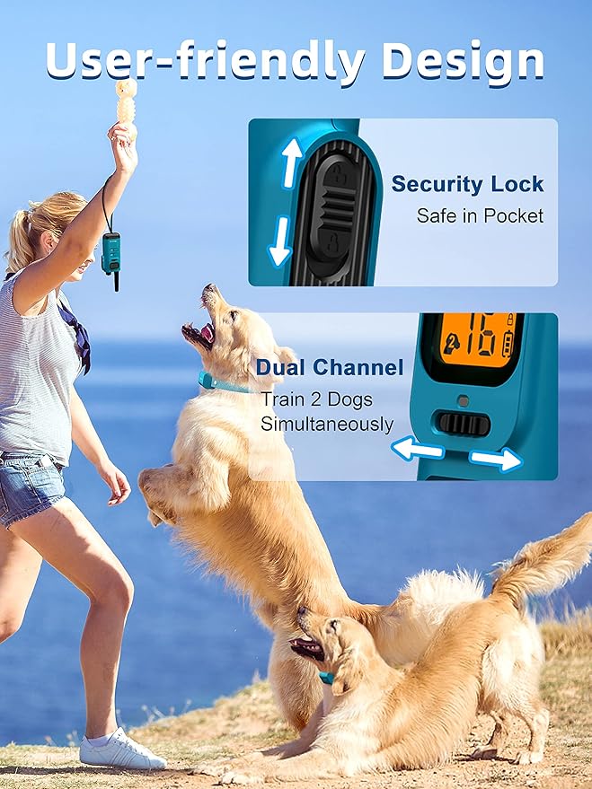 Bousnic Dog Training Collar with Remote - 4000ft Waterproof Dog Shock Collars 2 Dogs for Large Medium Small Dogs Rechargeable E Collars for Dogs Training with Beep Vibration Humane Shock(1-16) Mode
