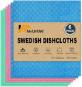 MoLKENE Swedish Dishcloths, Reusable Soft Kitchen Towels, Absorbent Sponge Cleaning Cloths, Washable Quick Drying, 6 Pack, Assorted