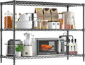 RackBro 795LBS 3-Shelf Adjustable Storage Shelves 36" W x 14" D x 36" H Metal Shelving Unit Heavy Duty Wire Rack Small Organizer with 3 Shelf Liners for Kitchen Pantry Bathroom Closet Garage Black