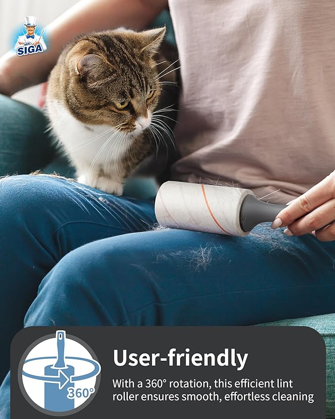 MR.SIGA Lint Rollers for Pet Hair Extra Sticky, 720 Sheets, Lint Remover for Clothing, Furniture, Pet Hair Remover with Easy Tear Sheets