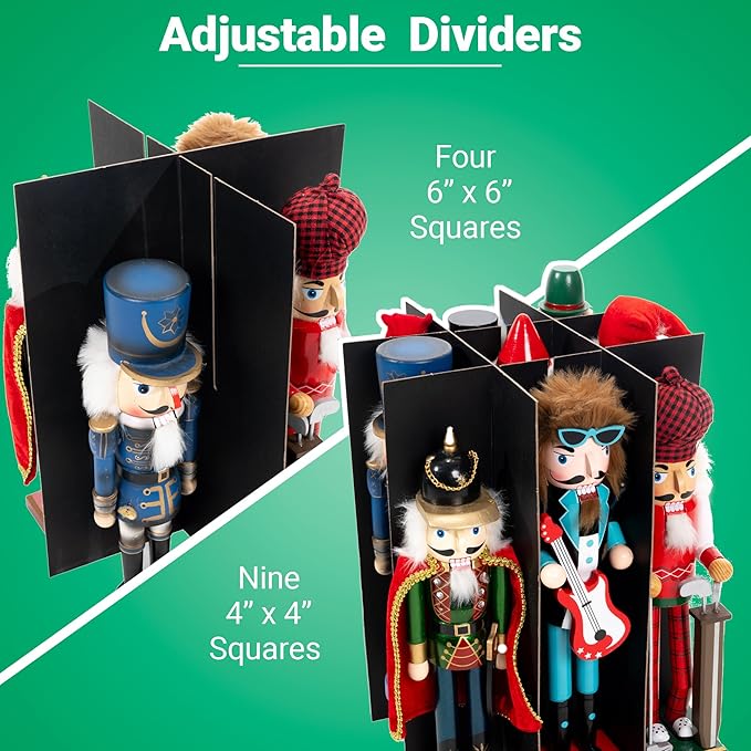 [16 Inch Tall Nutcracker and Figurine Collectibles Storage Boxes] - Large Ornament Bag for Holiday Decor Storage - Great for Storing 9 Carolers, Santa Figure, or Nut Cracker Ornaments