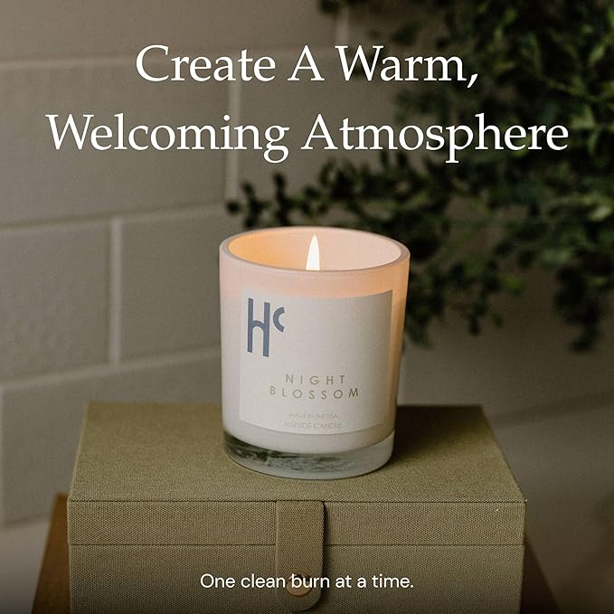 Night Blossom Single Wick Soy Candles, Luxury Scented Candles for Home - Up to 60 Hour Burn Time, Cruelty-Free Soy Wax Blend - Jasmine Fragrance, Notes of Apple & Musk (9 oz)