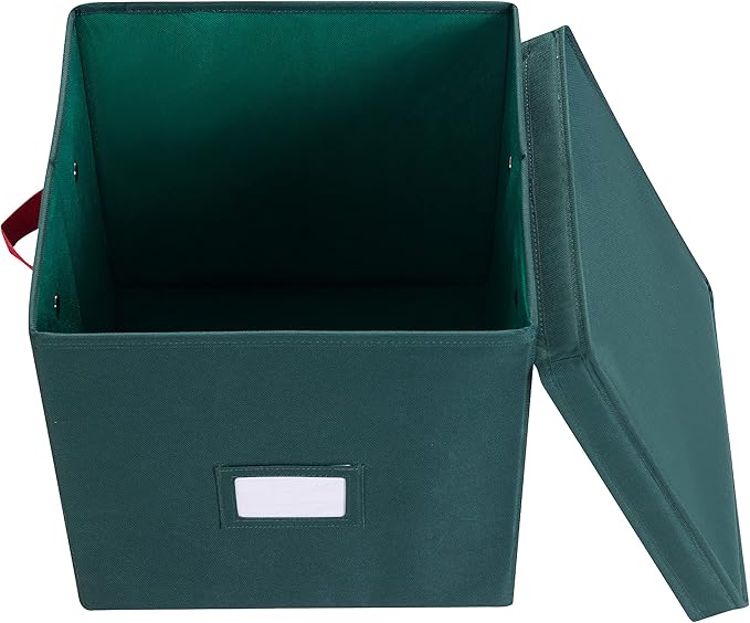 Storage Ornament Box - Holiday Organizer Cube with 64 Individual Compartments and Adjustable Dividers - For Christmas Decorations by Elf Stor (Green)