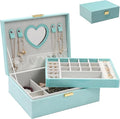 Dajasan Jewelry Boxes for Women Girls, Jewelry Organizer Box, 2-Layer Large Velvet Jewelry Box for Rings Necklaces Bracelets Watch Earring (Green)